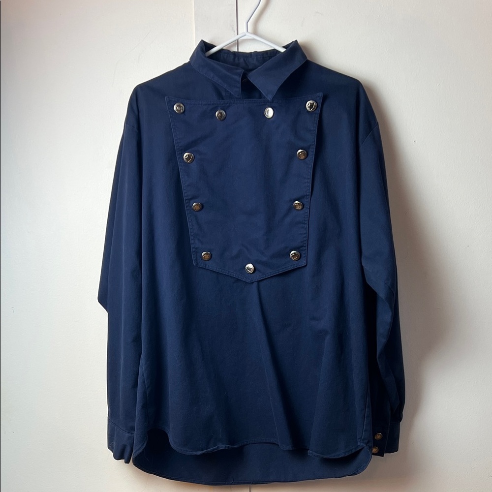 Old West style Navy Double-Buttoned Bib Front Cowboy Shirt